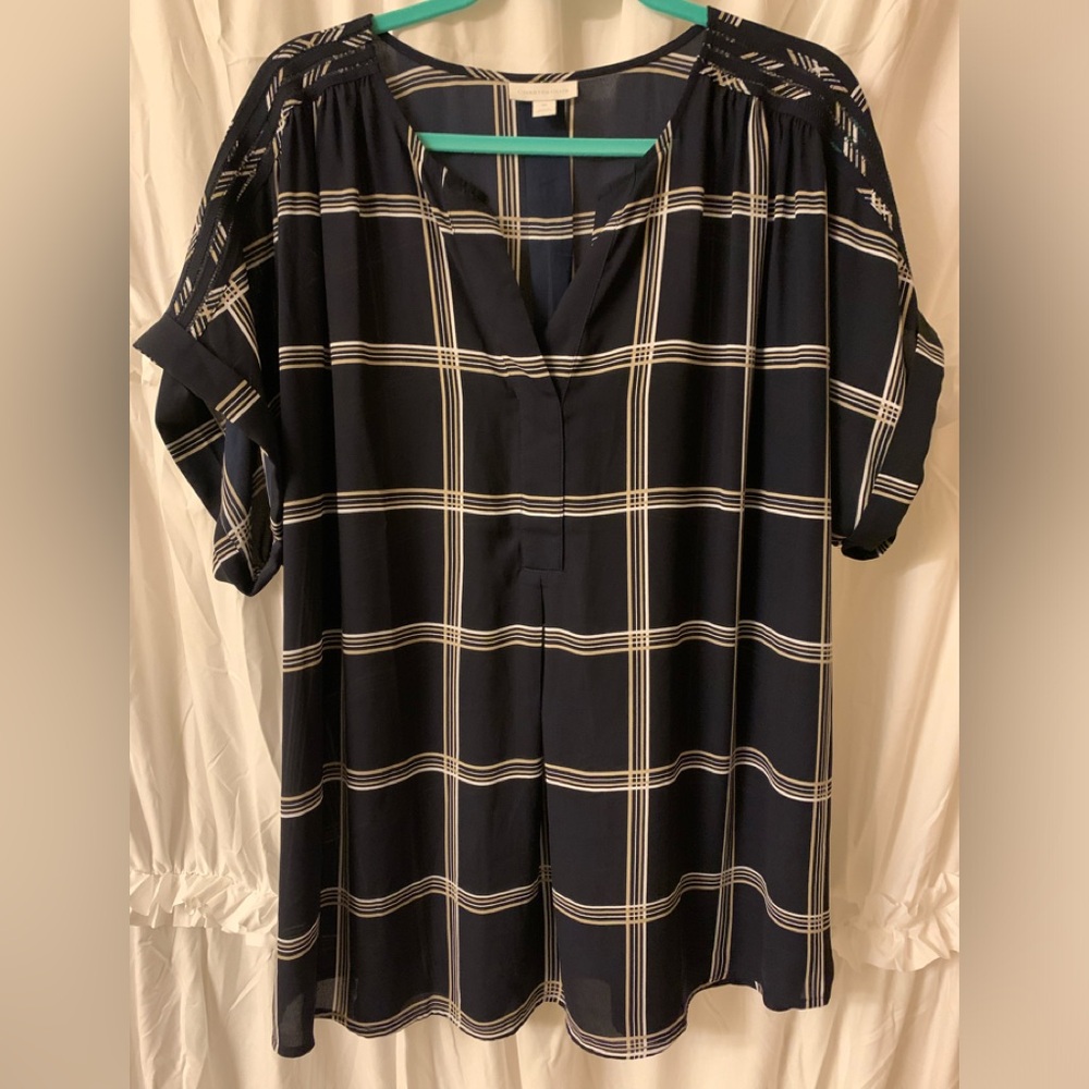 Charter Club Navy and White Blouse